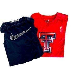 EUC - 2 Dri Fit Boys T-Shirts - Black Nike Pro XL - Red Texas Tech Red Raiders